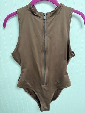 Skims Recycled Swim Sleeveless One Piece NWT Cocoa Large
